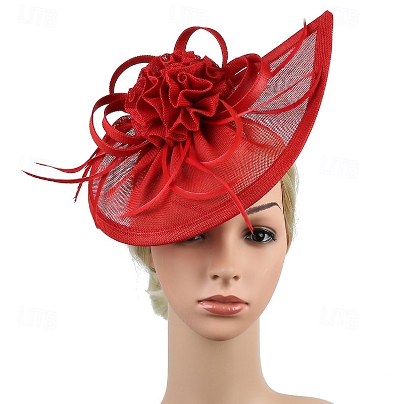 Headdress Faux Linen Wedding Tea Party Horse Race Elegant Vintage Cute With Floral Headpiece Headwear