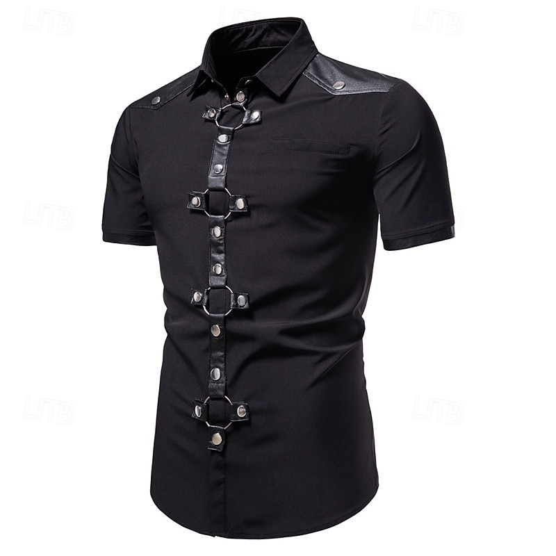 Punk & Gothic Blouse / Shirt Solid Color Fancy Dress Men's Masquerade Event / Party Adults' Blouse4