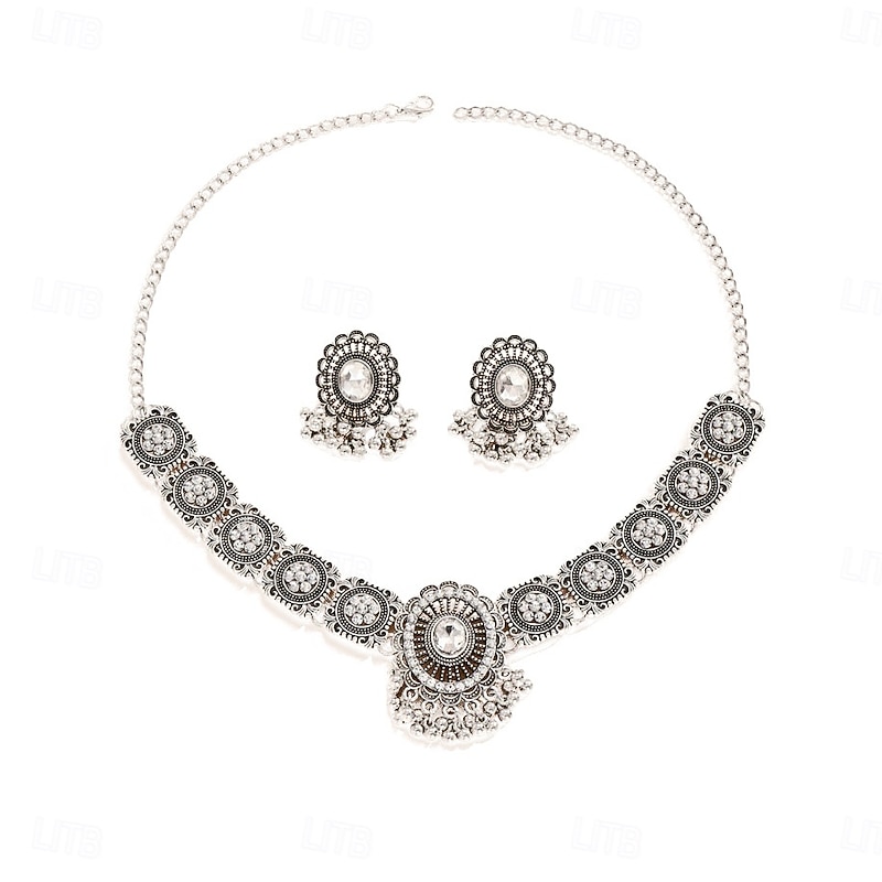 Bridal Jewelry Sets 1 set Rhinestone Alloy Earrings Necklace Women's Elegant Fashion Artistic Jewelry Set For Wedding Wedding Guest Party Evening Wear2