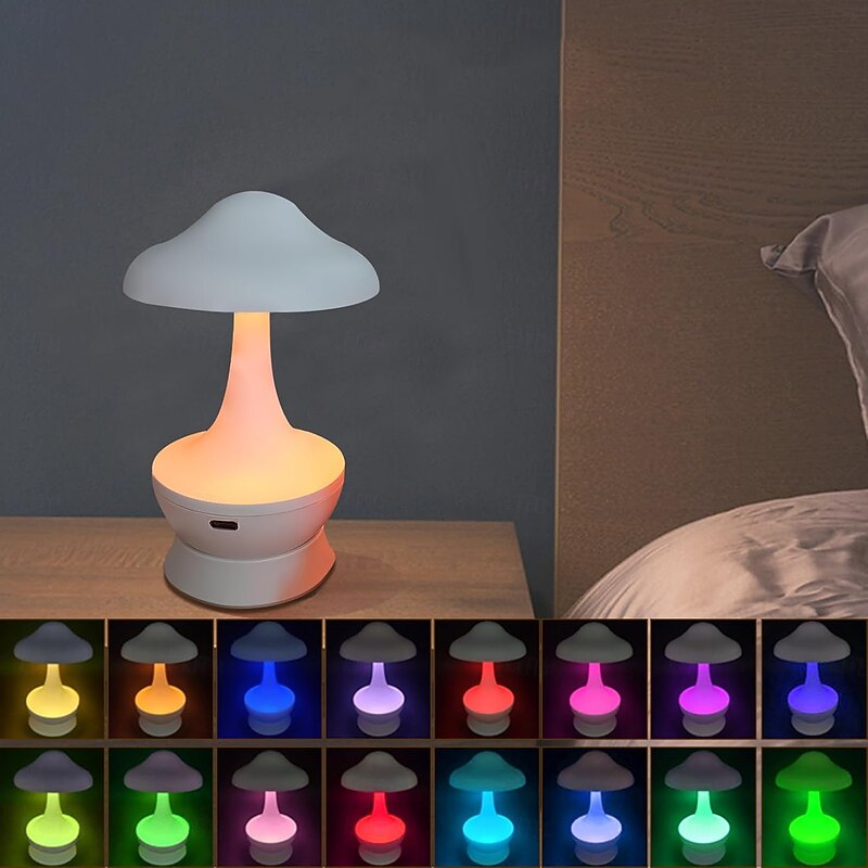 Mushroom Night Light Bedroom Bedside Table Lamp RGB Atmosphere Tumbler Lamp USB Rechargeable Night Lamp for Bedroom Dormitory Living Room Home Decoration Birthday Christmas Gift