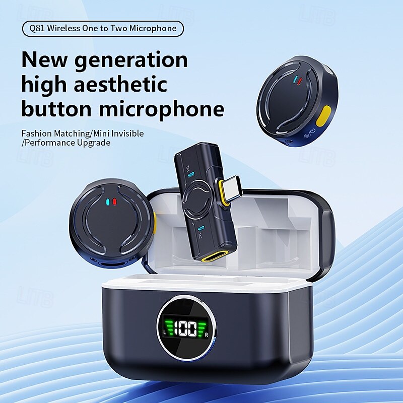 New Q81 wireless lapel clip microphone one to two with charging case Douyin live broadcast intelligent noise reduction wireless mini