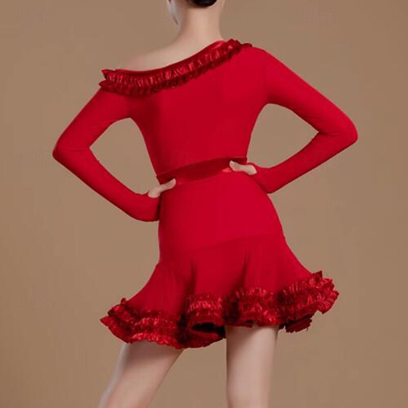 Kids' Dancewear Skirts Splicing Girls' Performance Daily Wear Long Sleeve High Lycra2