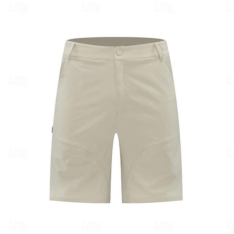 Men's Athletic Shorts Active Shorts Patchwork Zipper Pocket Multi Pocket Solid Color Waterproof Quick Dry Knee Length Outdoor Vacation Home Vacation Sports Light Khaki Black Stretchy3