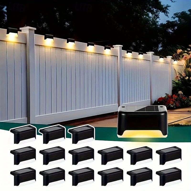 16 Pcs outdoor solar wall lights, step decks, stairs, fences, courtyards, gardens, path lights, warm light, white light, colorful light2