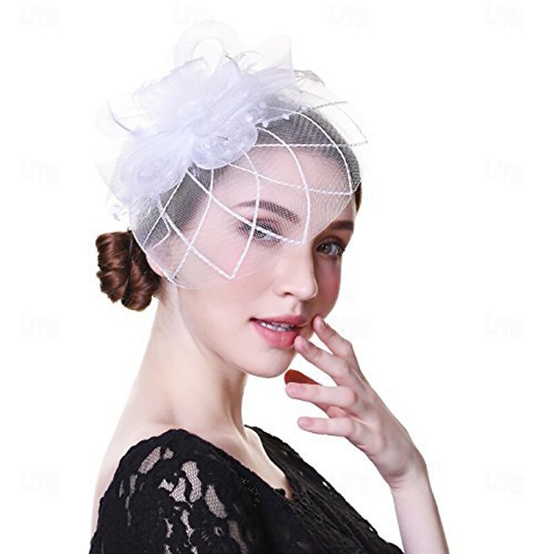 Hats Tulle Fedora Hat Wedding Horse Race Elegant Vintage With Pure Color Headpiece Headwear4