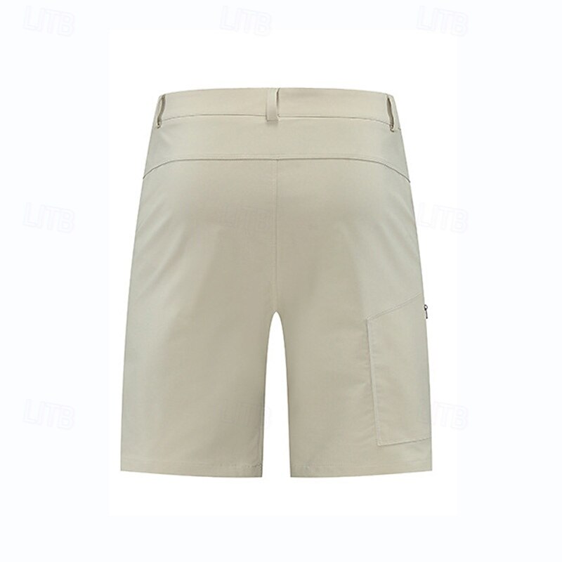 Men's Athletic Shorts Active Shorts Patchwork Zipper Pocket Multi Pocket Solid Color Waterproof Quick Dry Knee Length Outdoor Vacation Home Vacation Sports Light Khaki Black Stretchy2