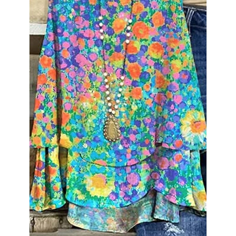 Women's Camisole Tank Top Floral Casual Sleeveless V Neck Regular Tops Daily Print Green Summer3