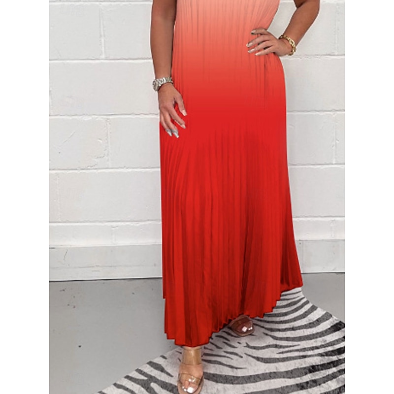 Women's Maxi Dress Casual Dress Stylish Casual Vacation Casual Daily Regular Fit Ombre Sleeveless Halter Neck Orange Green Khaki Summer Spring3