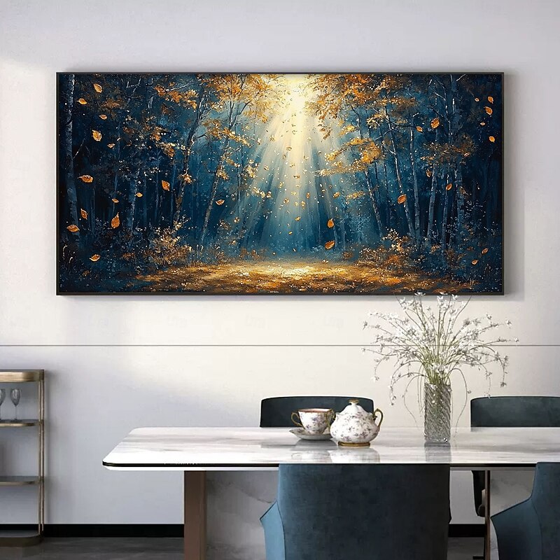 Handmade Original Green Forest Painting Oil Painting On Canvas Abstract Tree Scenery Wall Art for Home Decor With Stretched Frame/Without Inner Frame Painting3