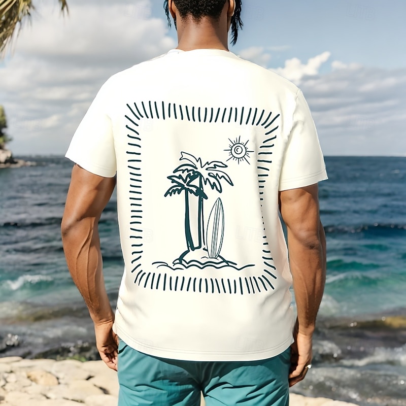Men's Maori T Shirt Short Sleeve T shirt 3D Print Crew Neck Shirt Tropical Hawaiian Vacation Street Daily Beige Summer Spring Clothing Apparel S M L XL XXL XXXL