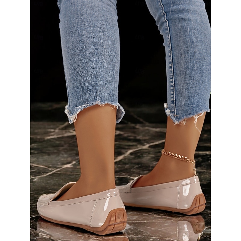 Patent Leather Loafers for Women – Elegant Slip-On Flats with Classic Design for Casual and Office Wear4