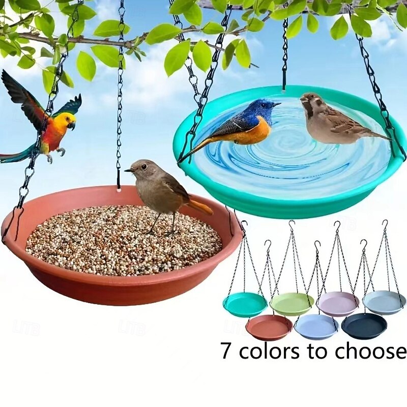 2-In-1 Bird Feeder Tray With 7 Colors Outdoor Bird Feeder Suitable For Garden Wildlife Bird Bath Drinking Water And Home Feeding