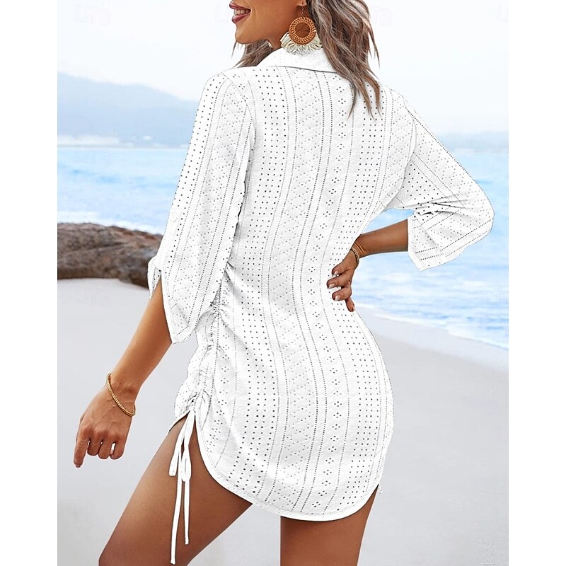 Women's Mini Dress Cut Out Dress Sexy Dress Elegant Casual Daily Regular Fit Solid Color Long Sleeve V Neck Black White Yellow Pink Fall4