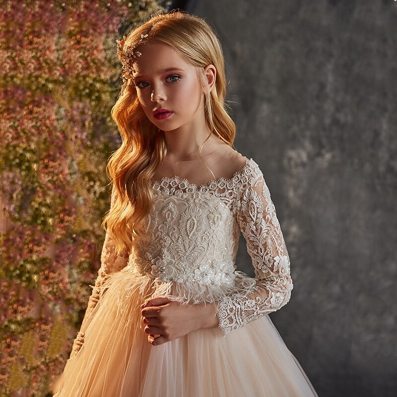 Flower Girl Dress Girls' Party Dress Wedding Party Princess Sweet Christmas Carnival Ruched Solid Color Strapless Crew Neck White 4 years+3