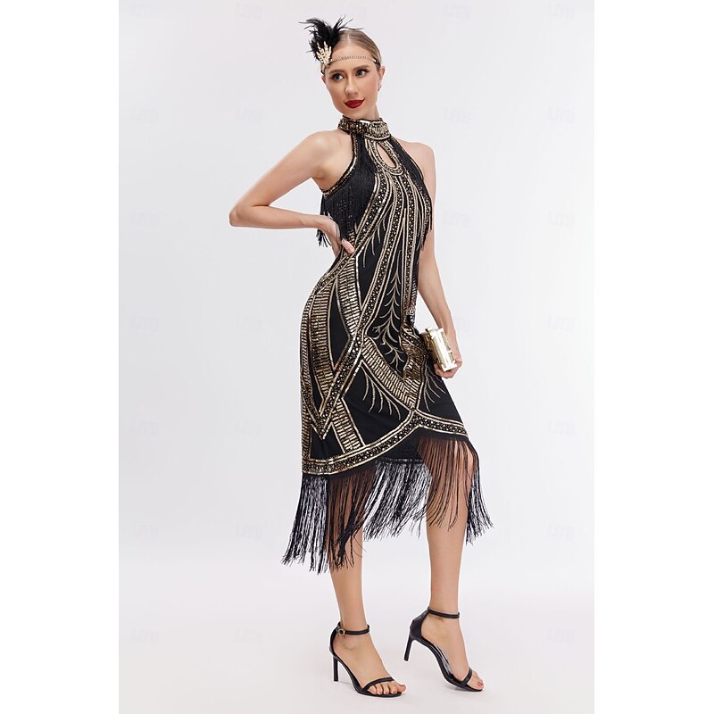 Retro Vintage Roaring 20s 1920s Flapper Dress Dress Christmas Party Dress The Great Gatsby Sequins Tassel Fringe Heart Fancy Dress Women's Carnival Masquerade Wedding Wedding Guest Event / Party3