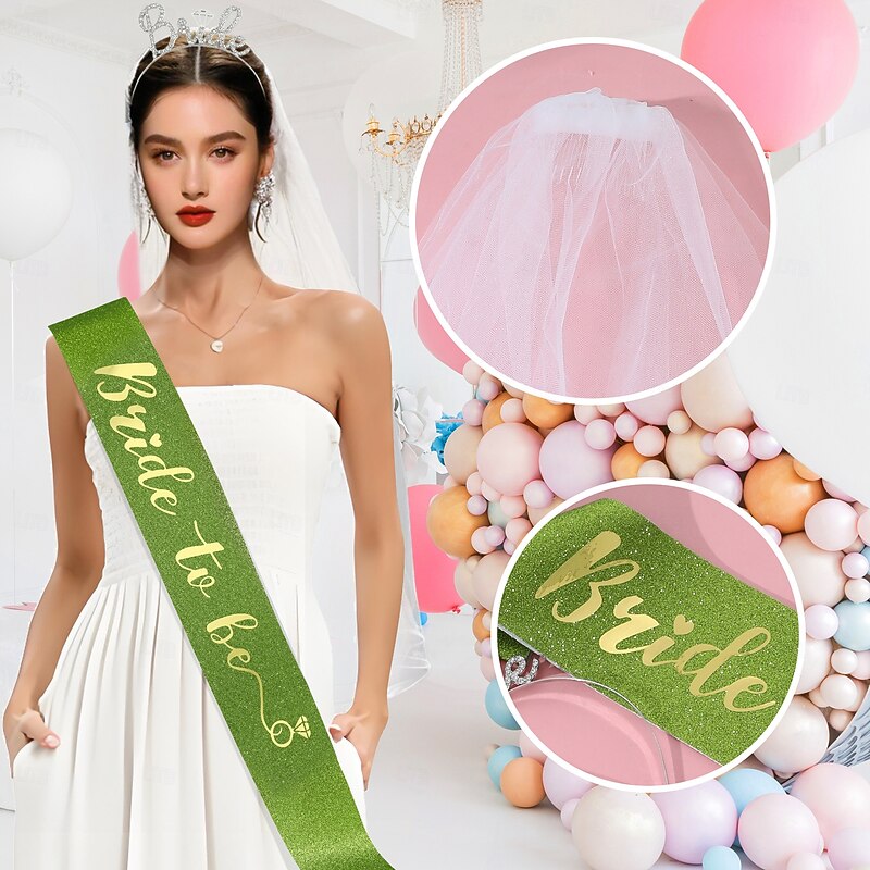 Bride to be Halloween Headband Sash Bride Veil Hen Do Party Accessories Adults' Women's Halloween Carnival Wedding Bridal Shower Bachelorette Party Easy Halloween Costumes Dress Up