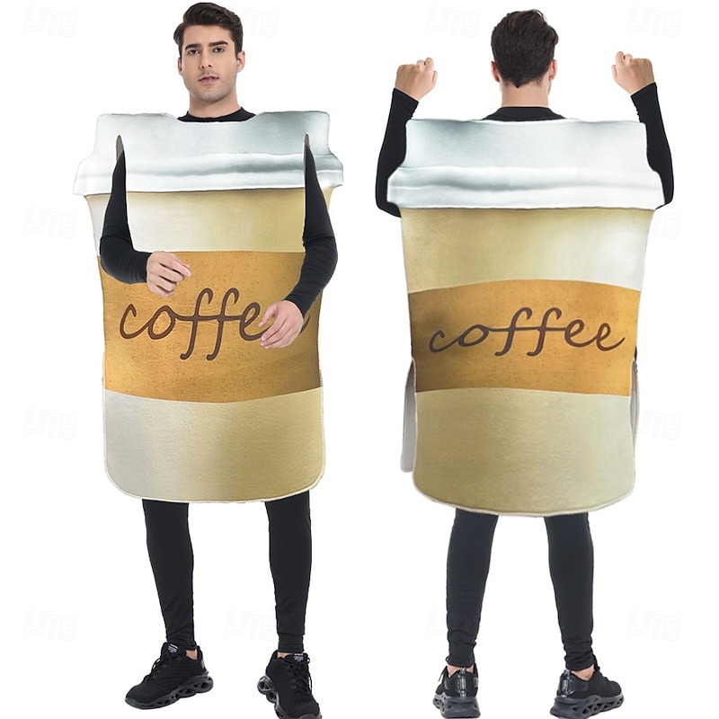 Coffee Halloween Cosplay Costume Outfits Funny Costumes Cosplay Adults' Men's Women's Halloween Carnival Mardi Gras Performance Party Easy Halloween Costumes Dress Up