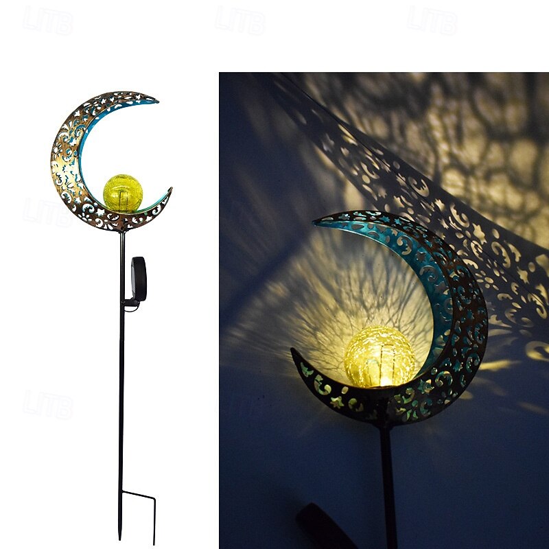 Solar Garden Lights Outdoor – Sun & Moon Flame LED Solar Lights, Retro Iron Landscape Lawn Lamps for Walkway, Yard and Patio Decoration2