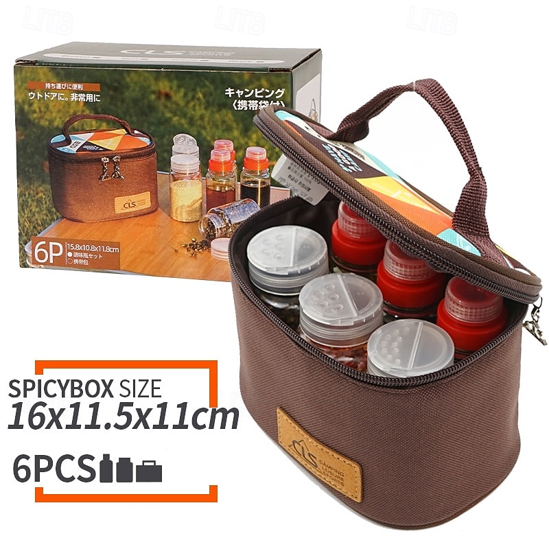 6-Piece Set Travel Spice Kit Spice Containers for Camping Portable Spice Kit Camping Salt Pepper Shakers Camping Spice Containers Seasoning Storage with Bag for Home Kitchen Camping BBQ Traveling 6