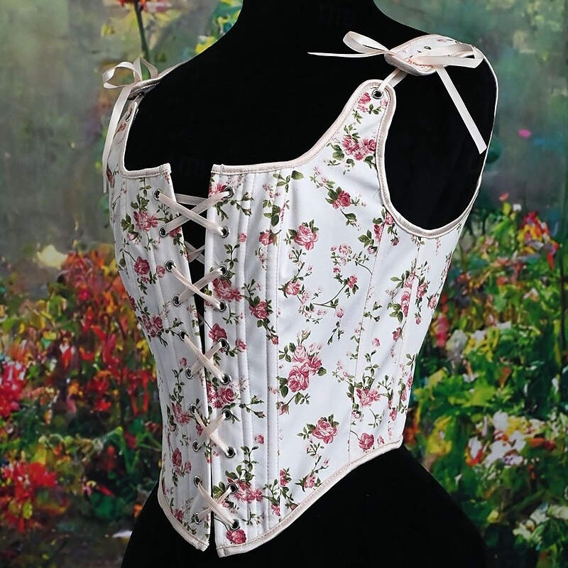 Retro Vintage Medieval Renaissance Corset Vest Bustier Lace up Floral Jacquard Fancy Dress Women's Fantasy Royal Halloween Carnival Party Casual Daily LARP Adults' Corset2