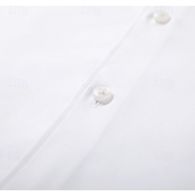 Men's Casual Summer Shirt Homecoming Standard Fit Long Sleeve Lapel Solid Color Polyester Black White Pink 20253