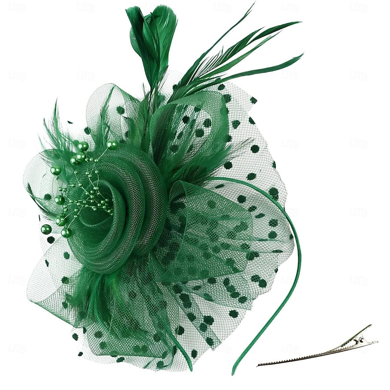 Fascinators Hat Women Tea Party Headband Flower Cocktail Mesh Feathers Hair Clip Kentucky Derby Hat Wedding3