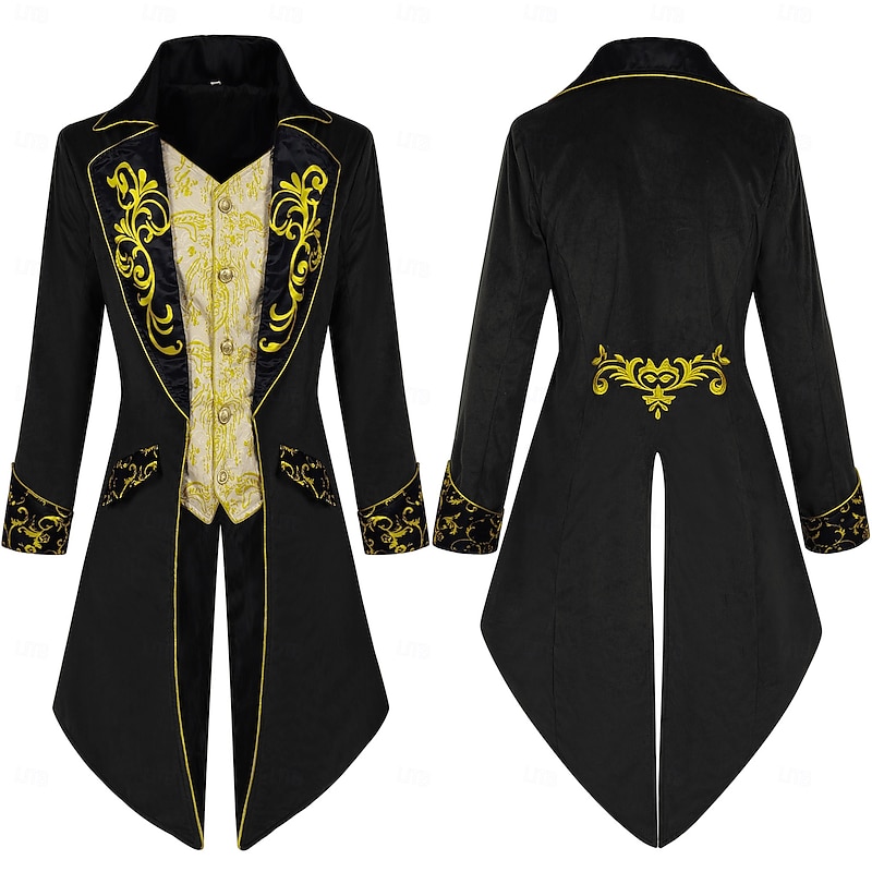 Vintage Punk & Gothic 18th Century Coat Cosplay Costume Tuxedo Vampire Gentleman Embroidered Fancy Dress Men's Royal Steampunk Halloween Carnival Masquerade Performance Renaissance Fair LARP Adults'4