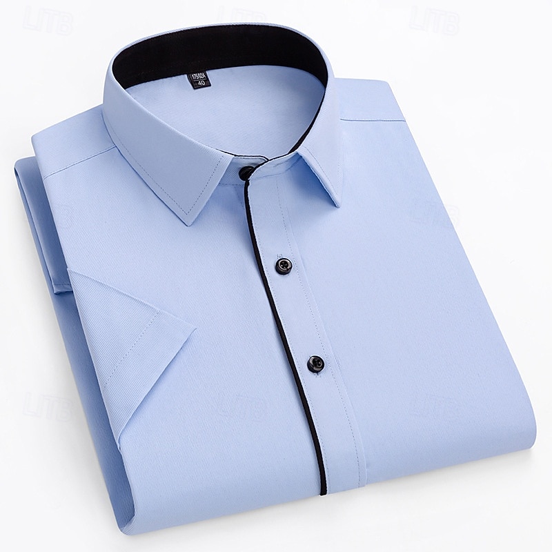 Men's Dress Shirt Non Iron Shirt Plain Wedding Outdoor White Pink Blue Light Purple Long Sleeve Spread Collar Summer Spring Clothing Apparel