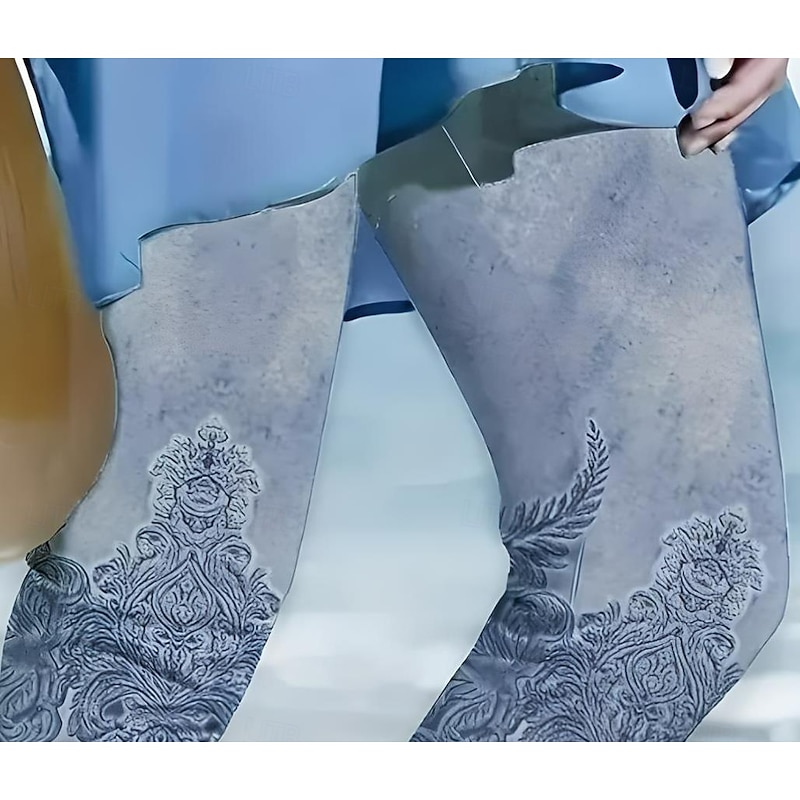 Women's Leggings Capri Pants High Elasticity Vacation Fashion Hawaiian Ankle-Length Mid Waist Floral Printing Thermal Warm Breathable Soft  Vacation Casual Daily Robin's Egg Blue Regular Fit3