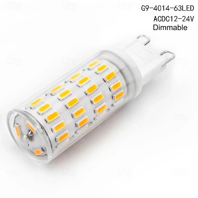 G9 LED Corn Bulbs Dimmable 5W 12V/24V AC/DC – 63LED 4014 for Chandelier, RV, Camper, Marine 4pcs3