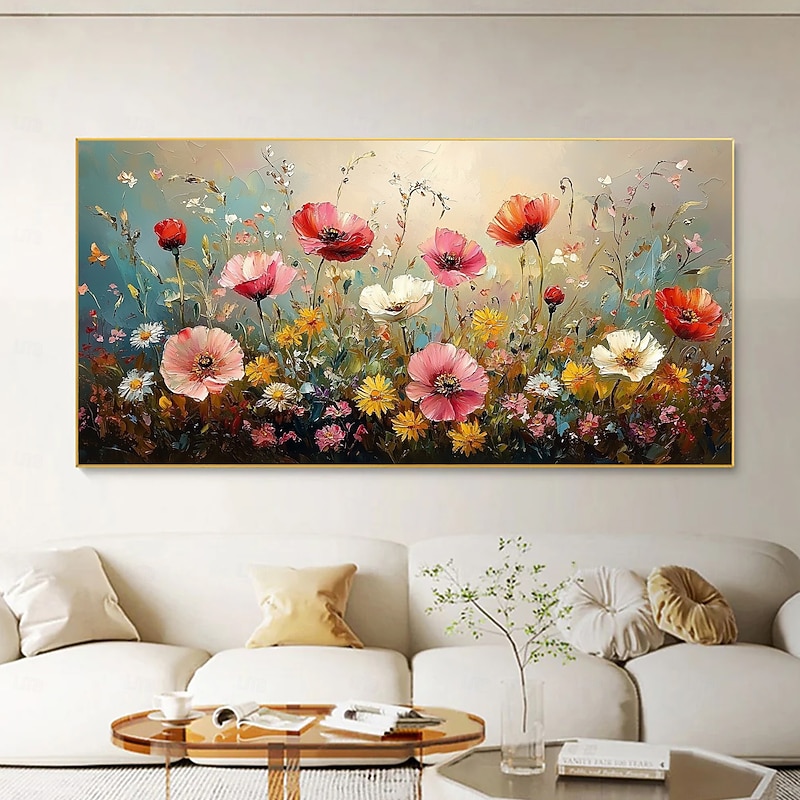 Handmade Original Colorful Flowers Painting Oil Painting On Canvas Abstract Floral Wall Art for Home Decor With Stretched FrameWithout Inner Frame Painting3