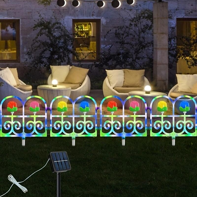 1 Pc Outdoor Solar Flower Shaped Garden Fence Tree Fence New Product Courtyard Garden Lawn Wedding Festival Atmosphere Decoration Lighting Fence4