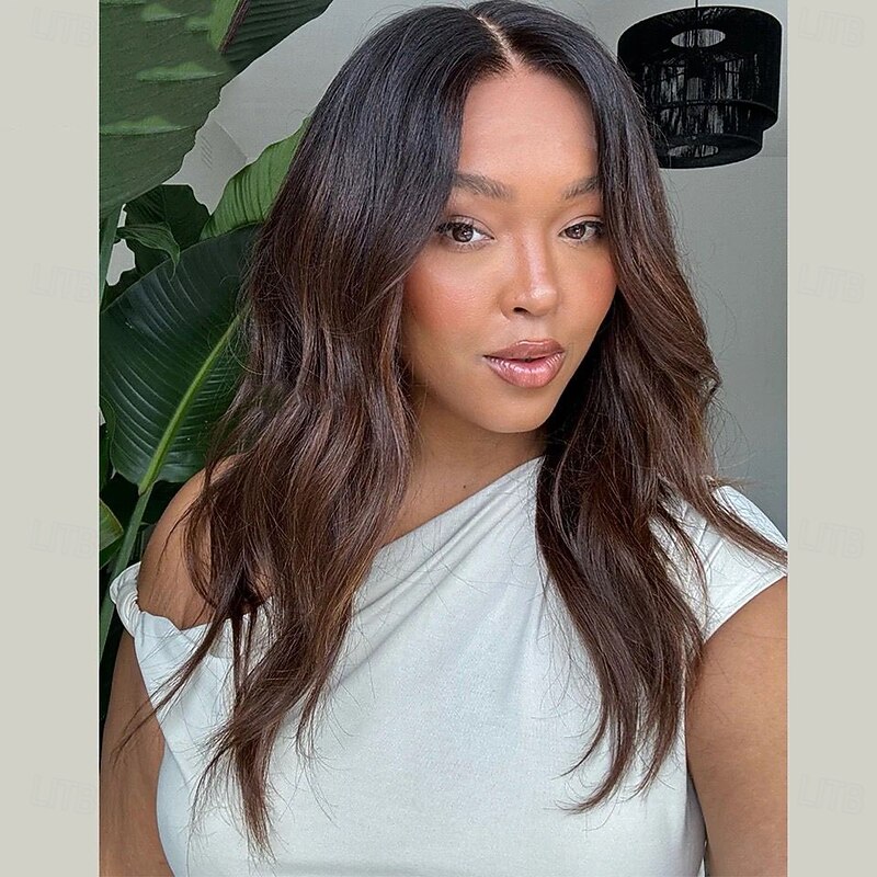 Human Hair 5x5 Closure 13x4 Lace Front Wig Middle Part Brazilian Hair Wavy Brown Wig 130% 150% Density Ombre Hair Glueless Pre-Plucked For Women Long Human Hair Lace Wig2