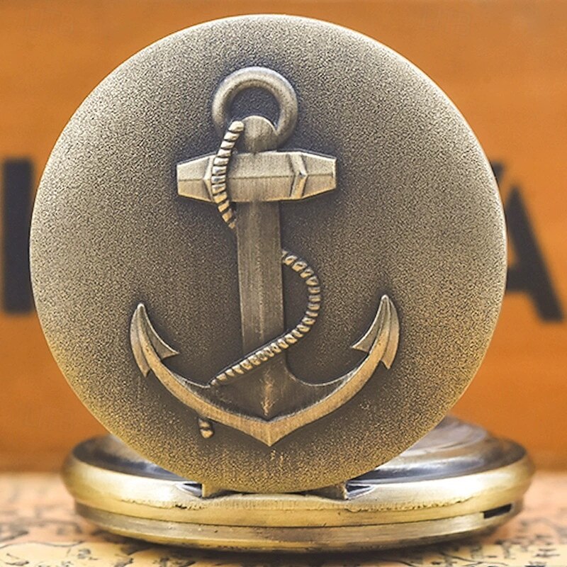 Classic Vintage Large Quartz Pocket Watch Anchor Relief Roman Face Necklace Quartz Pocket Watch3