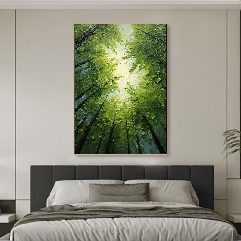 Handmade Oil Painting Canvas Wall Art Decoration Abstract Towering Trees Landscape for Home Living Room Decor Rolled Frameless Unstretched Painting3