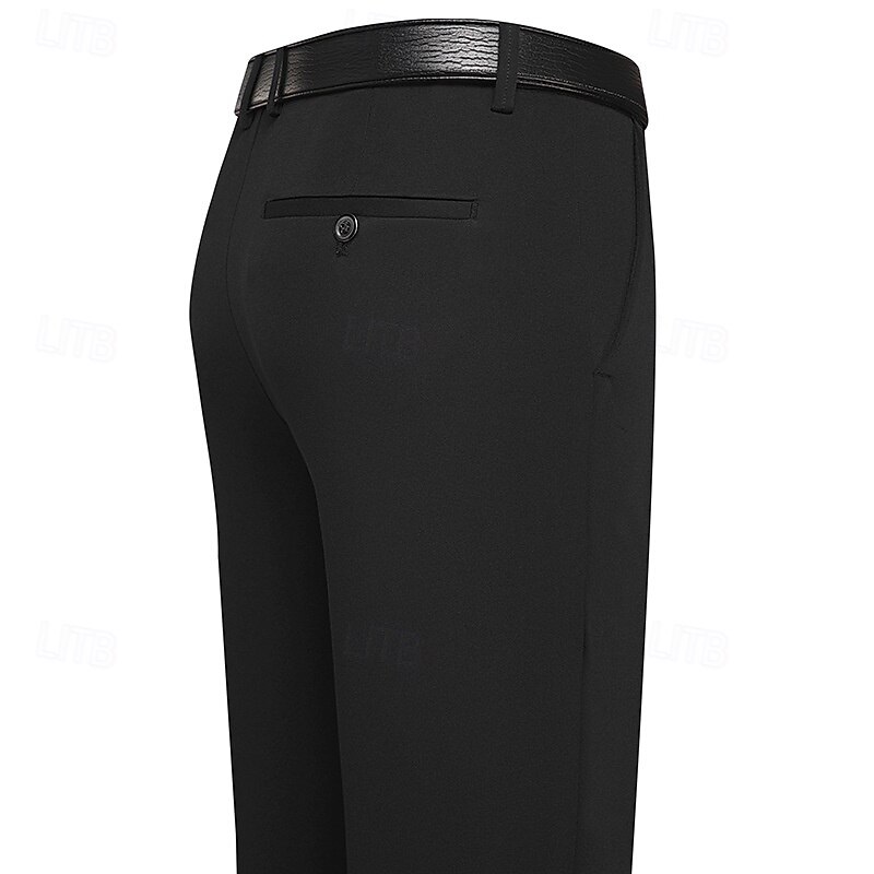 Men's Dress Pants Trousers Chinos Buttons Pocket Solid Color Comfort Formal Party Work Fashion Classic Style Black Navy Blue Micro-elastic2