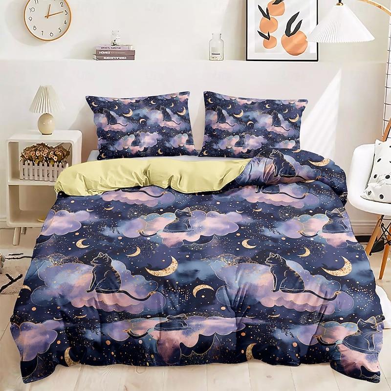 100% Cotton Duvet Cover Set Geometric Heart-Shaped Pattern Comforter Set Soft 3-Piece Luxury Bedding Set Home Decor Gift King Queen Full Sizehree Piece Set3