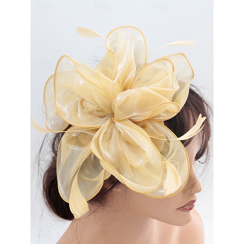 Headdress Tulle Wedding Elegant Vintage With Feather Tulle Headpiece Headwear Fascinators Race Day Dress4