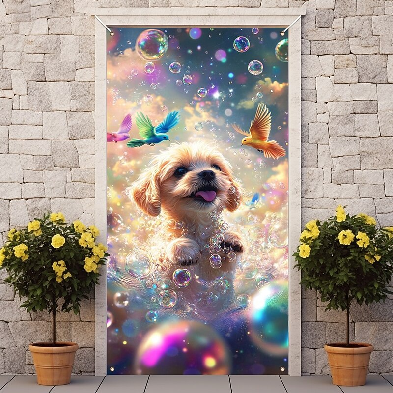 Bath Animal Door Decorations Door Covers Door Tapestry Door Curtain Decoration Backdrop Indoor/Outdoor Door Banner for Front Door Farmhouse Cat Dog4