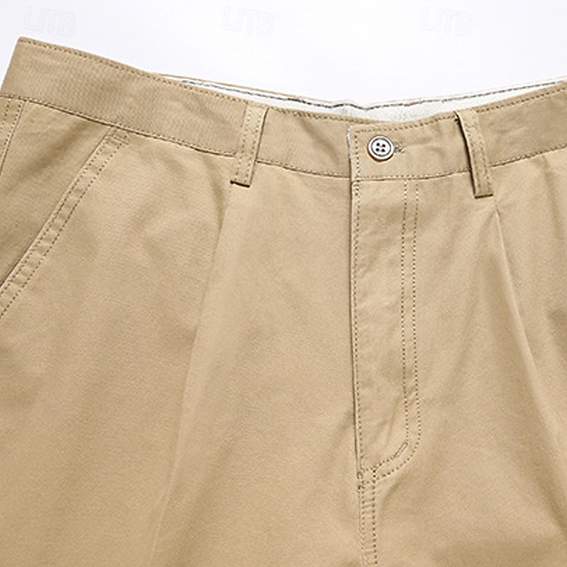 Men's Shorts Chino Shorts Dress Shorts Bermuda shorts Work Shorts Pleated Straight Leg Plain Breathable No-Iron Knee Length Formal Outdoor Casual Fashion Business Black Green Micro-elastic4