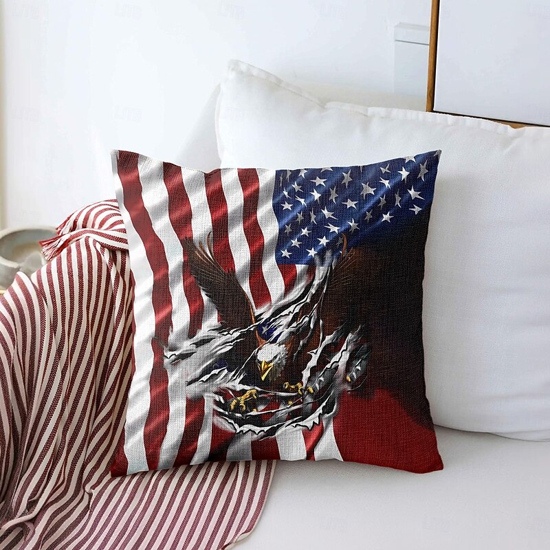 American Flag Vintage Decorative Toss Pillows Cover 1PC Soft Square Couch Cushion Case Pillowcase for Bedroom Livingroom Sofa Chair 4th of July Independence Day4