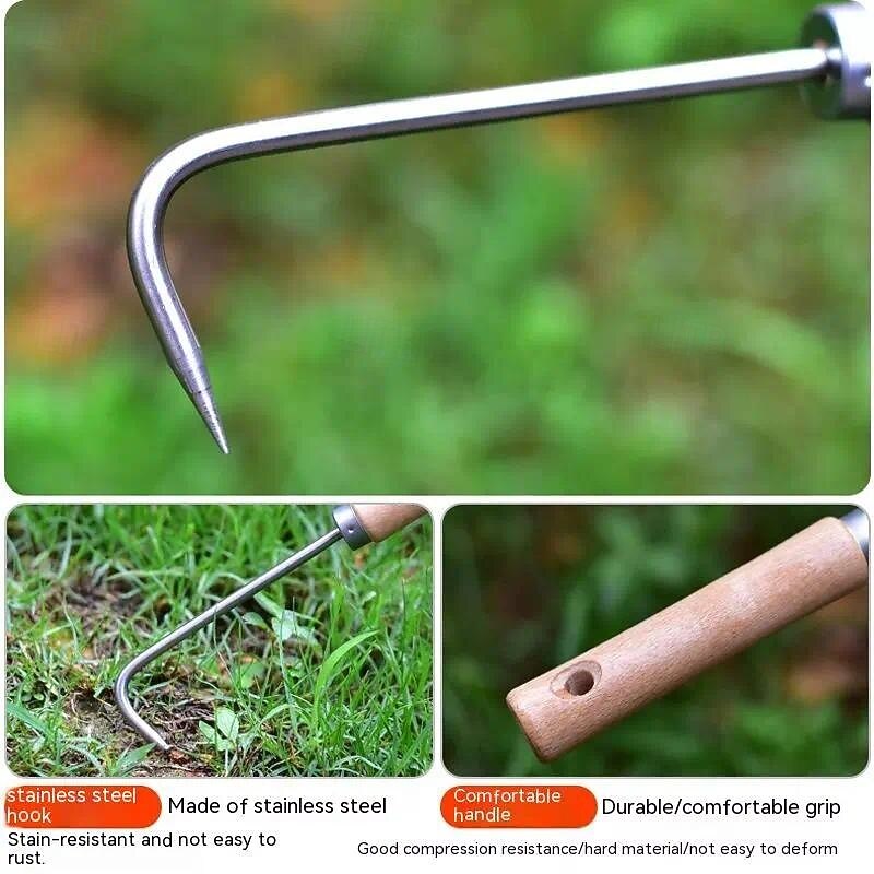 Single Claw Root Hook Loosening Tool Handle Weeder Garden Weeding Gardening Tools Potted Landscape Maintenance for Outdoor Garden Digging Cultivator Weed Remove3