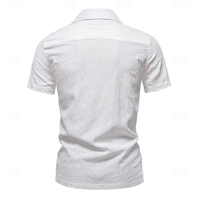 Men's Shirt Black White khaki Short Sleeve Solid Color Cuban Collar Outdoor Causal Buttons Clothing Apparel Daily Casual Daily Leisure2