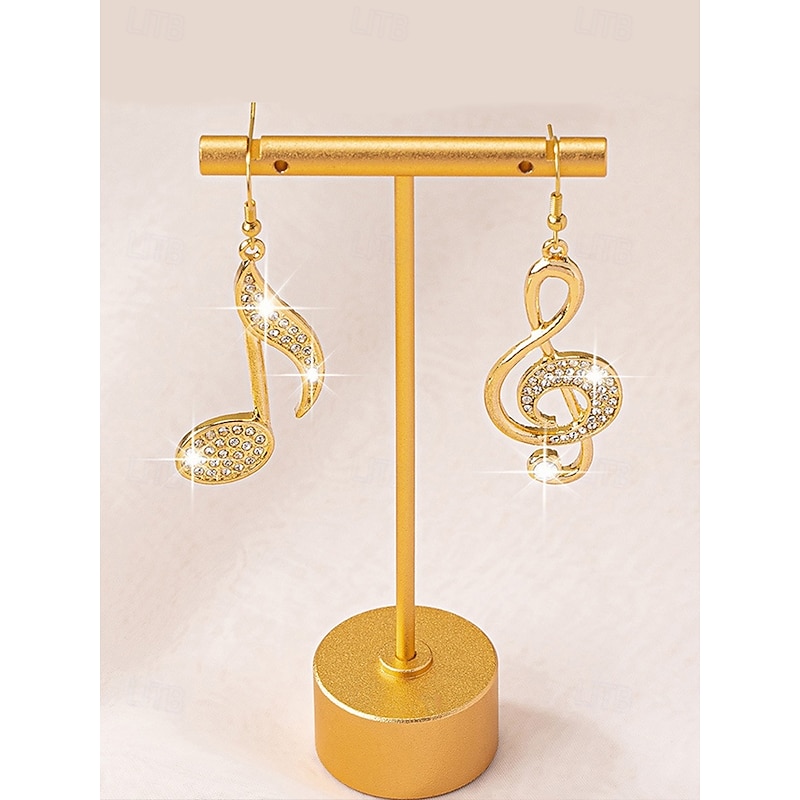 Gold Musical Note Earrings with Rhinestone Accents – Elegant Dangle Jewelry for Women, Perfect for Concerts, Parties and Special Occasions4
