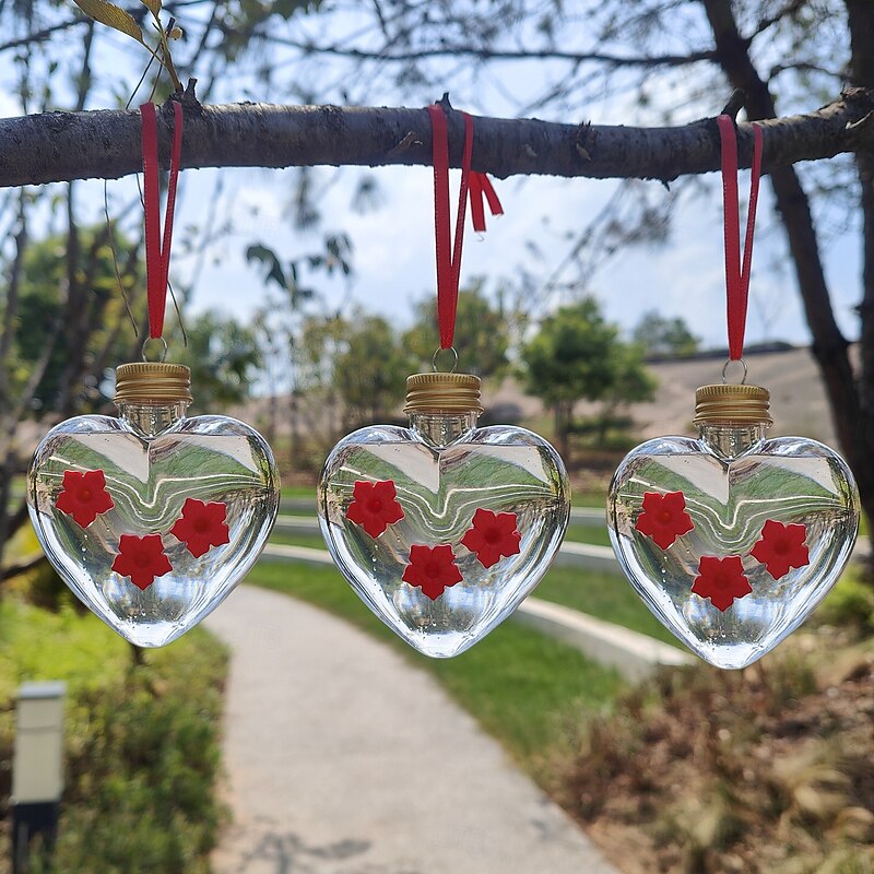 Mason Bird Feeders, Love Shaped Jar Mason Jar Hummingbird Feeder, Cute Hangable Hummingbird Feeder With Feeding Ports for Outdoor Garden Decor