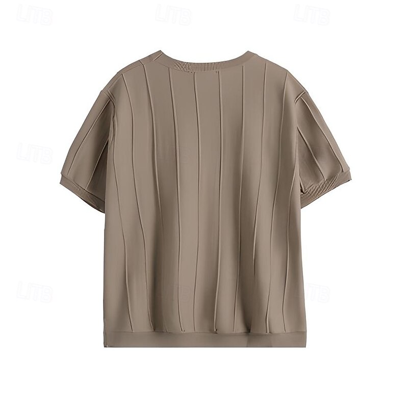 Men's T Shirt Short Sleeve Crew Neck Summer Spring Vertical Stripes Knitwear Elegant Vacation Knitting School Vacation Home Dark Red Black White Top Tee for Men3