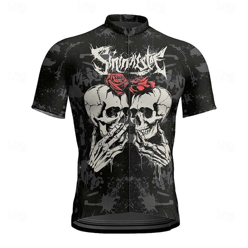 Men's Cycling Jersey Skull Short Sleeve Bike Tee Tshirt Jersey with 3 Rear Pockets Mountain Bike MTB Quick Dry Anatomic Design Wicking Breathable Sports Black Clothing Apparel4