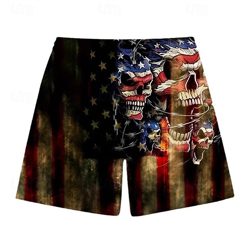 Men's Swim Trunks Swim Shorts 4-Way Stretch Fabric Board Shorts Bottoms Drawstring with Pockets Swimming Surfing Beach Water Sports Printed National Flag Summer Spring