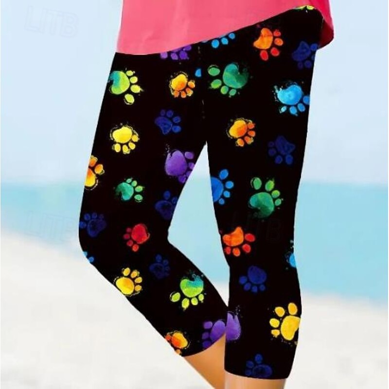 Women's Leggings Capri Pants High Elasticity Fashion Streetwear Full Length High Waist Graphic Animal Cat Printing Thermal Warm Breathable Soft  Outdoor Daily Black Grey Fall Winter Regular Fit2