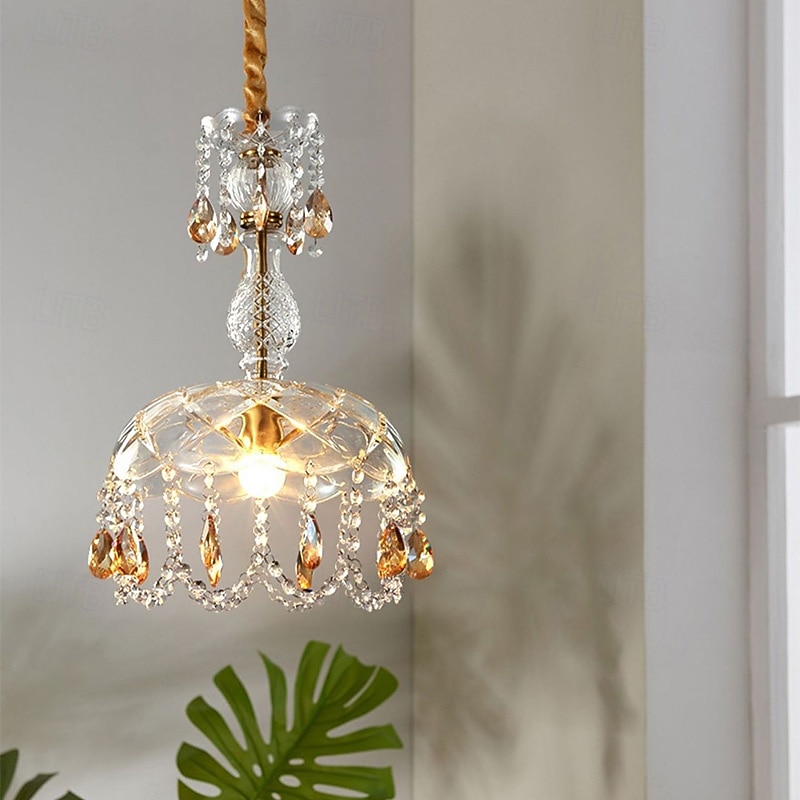 French Retro Style Crystal Chandelier Lantern Desgin Pendant Light 110-240V